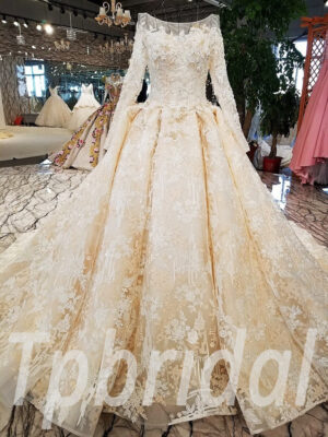 long sleeve wedding dress lace 187-07