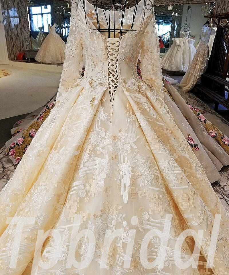 long sleeve wedding dress lace 187-09