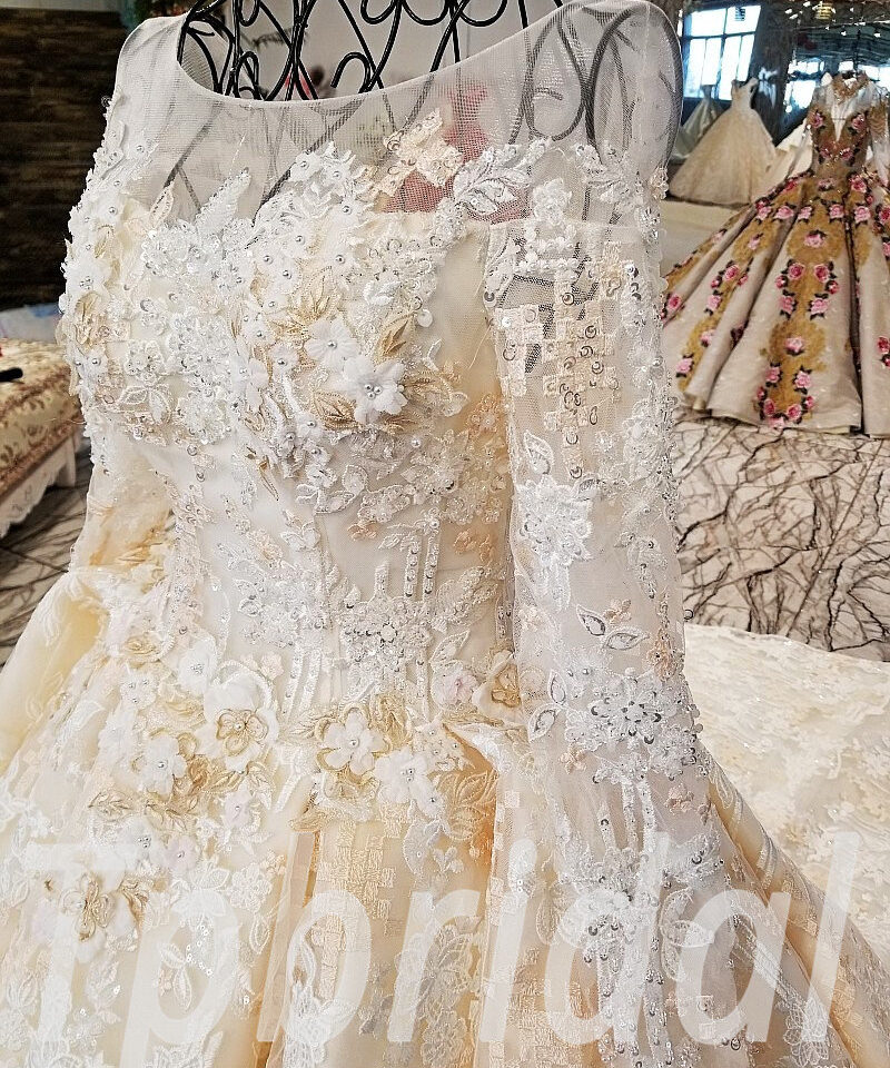 long sleeve wedding dress lace 187-10