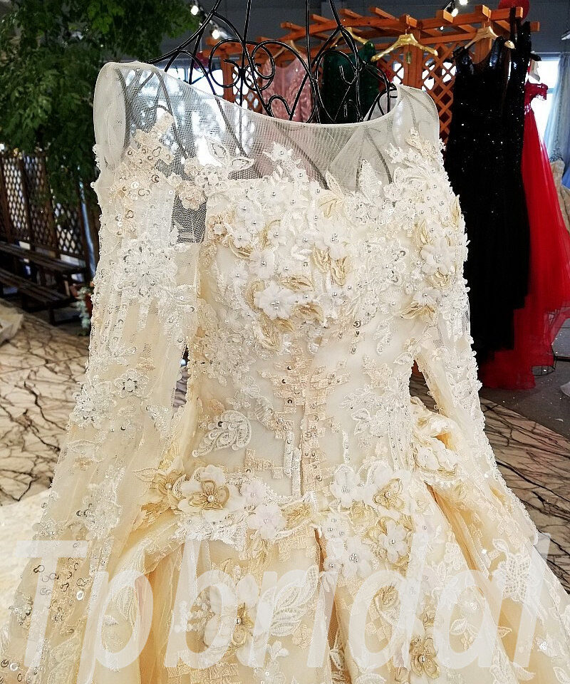 long sleeve wedding dress lace 187-11