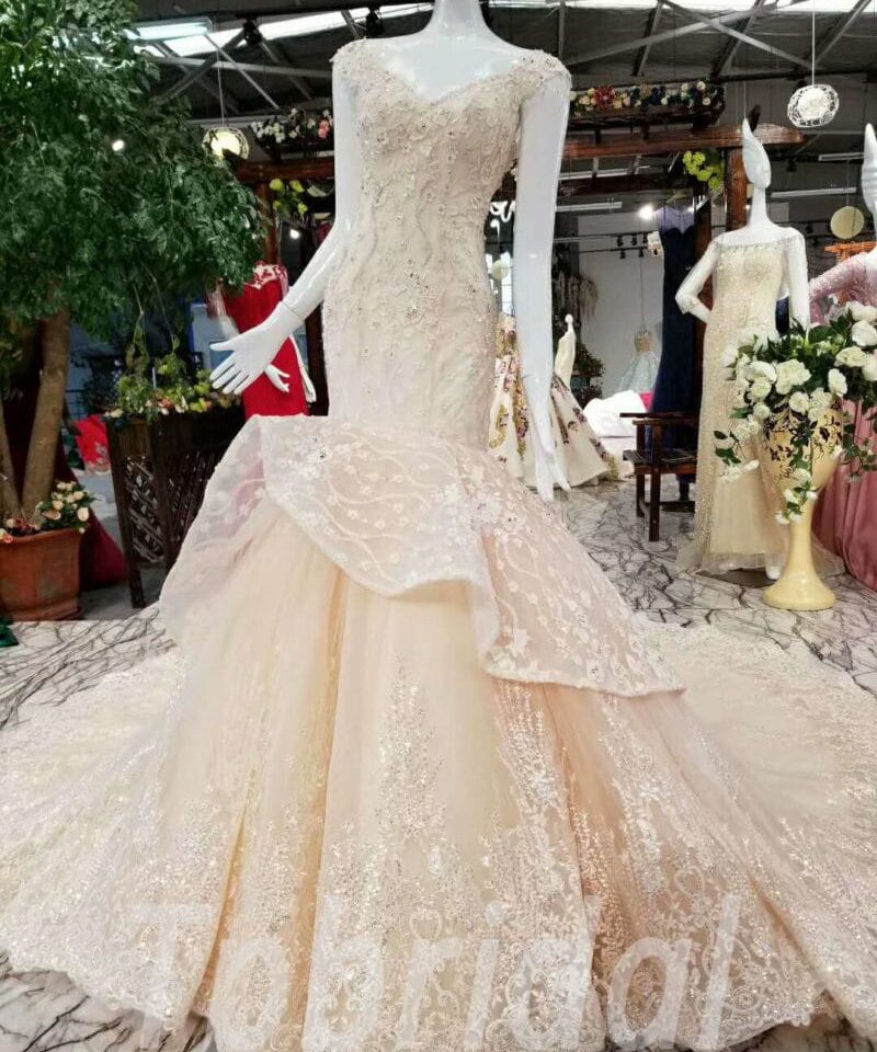 mermaid wedding dress champagne 162-06