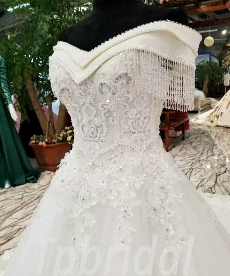off shoulder wedding dress lace 159-01