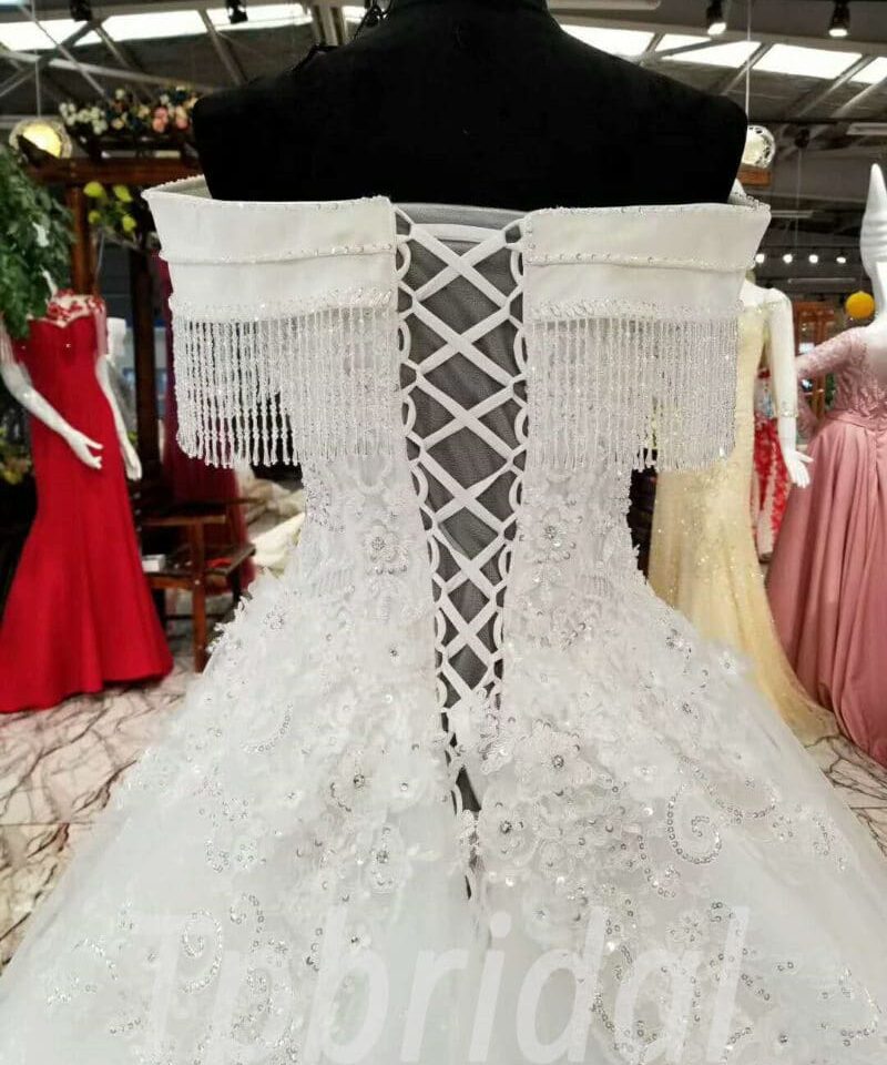 off shoulder wedding dress lace 159-04