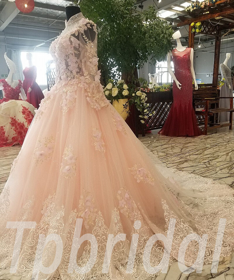 pink prom dress train 168-04