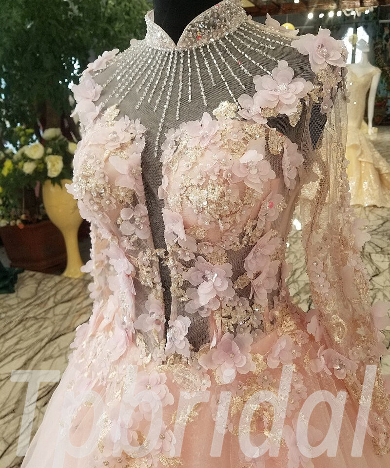 pink prom dress train 168-05