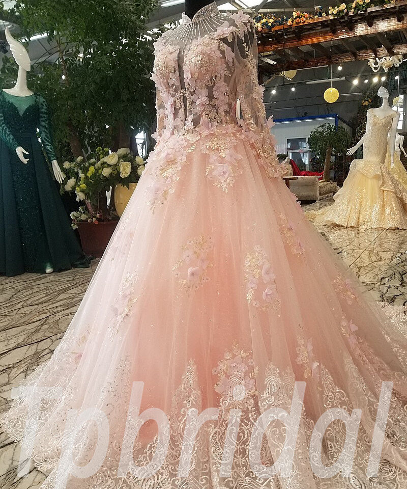 pink prom dress train 168-07