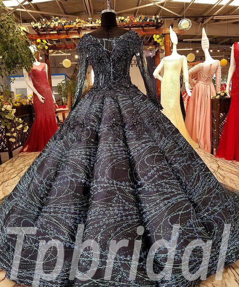 prom dress dark blue 171-02