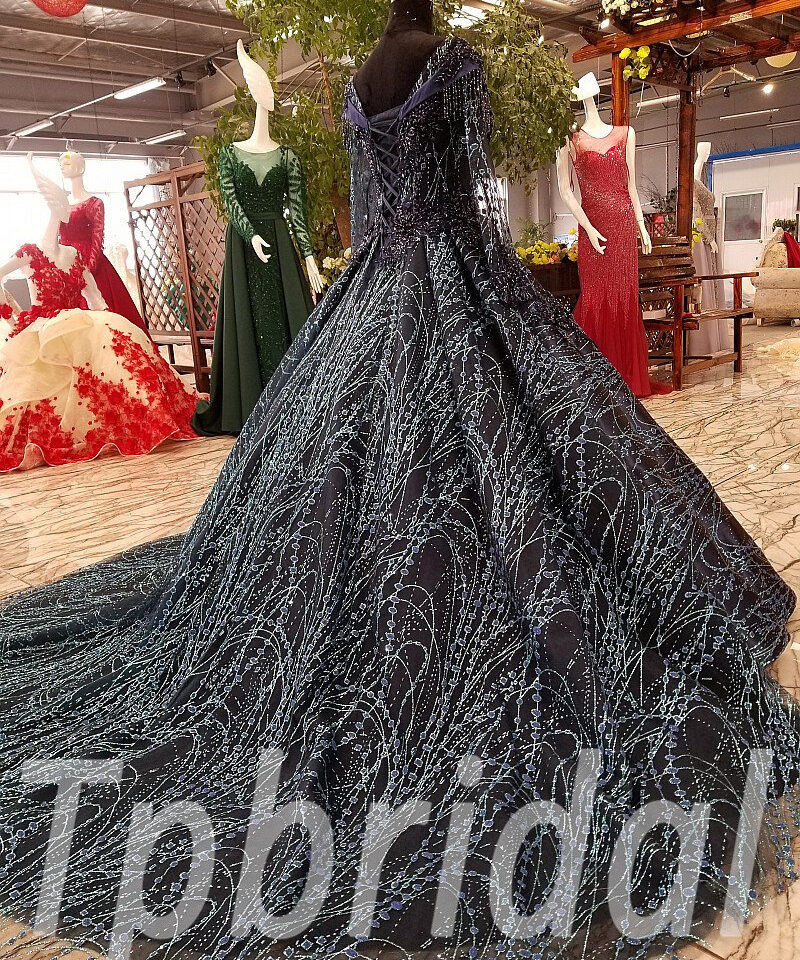 prom dress dark blue 171-08