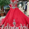 red prom dress long train 173-02