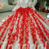 red wedding dress long sleeve 179-05