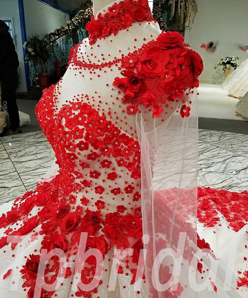 red wedding dress plus size 193-01