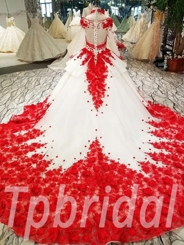 red wedding dress plus size 193-02