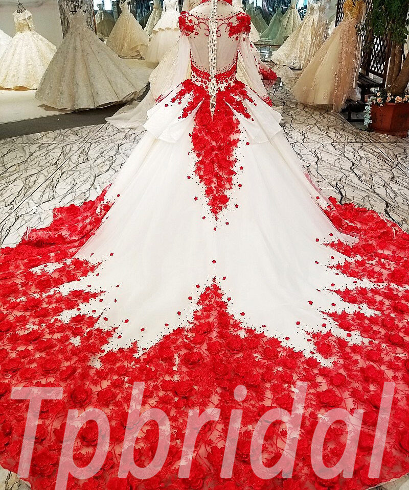 red wedding dress plus size 193-02