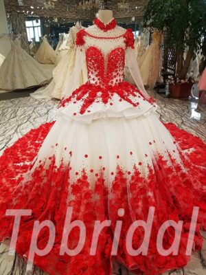 red wedding dress plus size 193-05