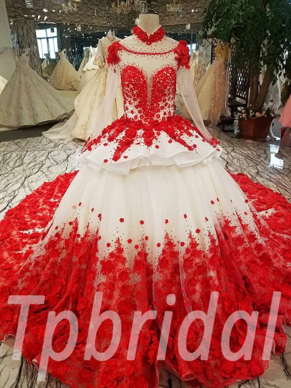 red wedding dress plus size 193-05