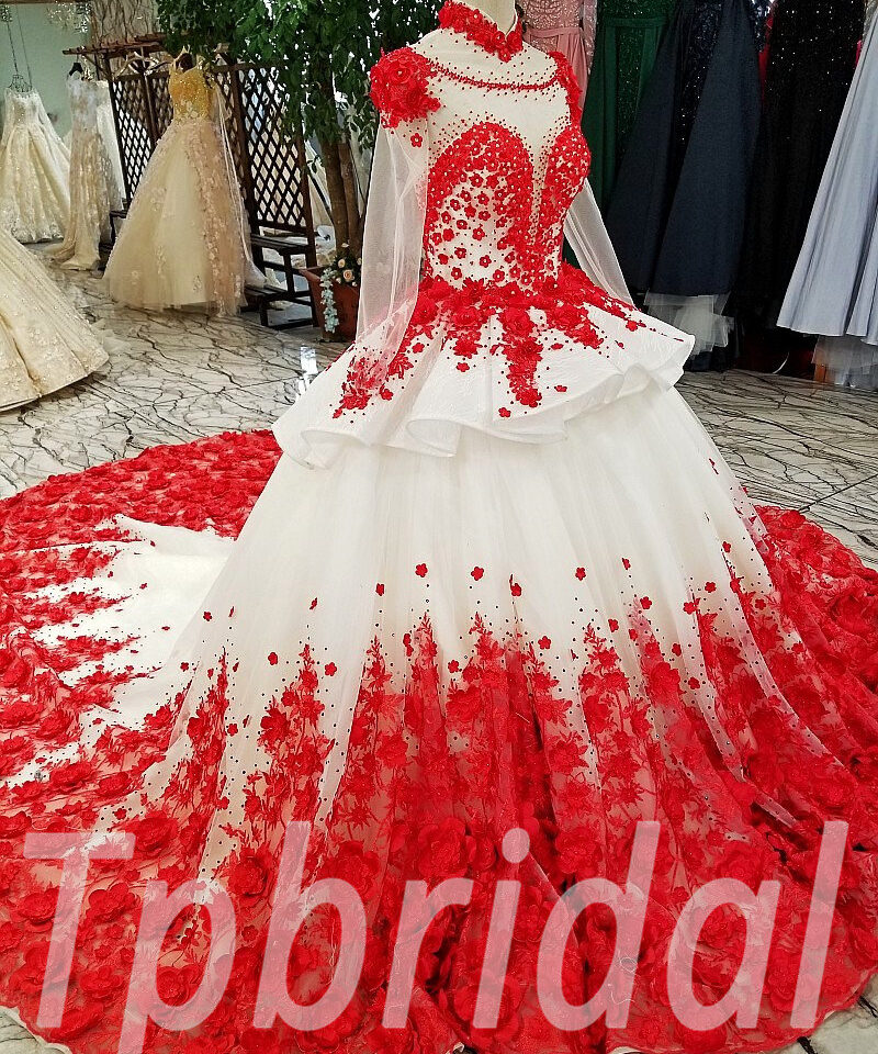 red wedding dress plus size 193-07