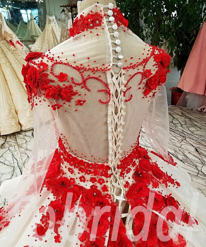 red wedding dress plus size 193-08