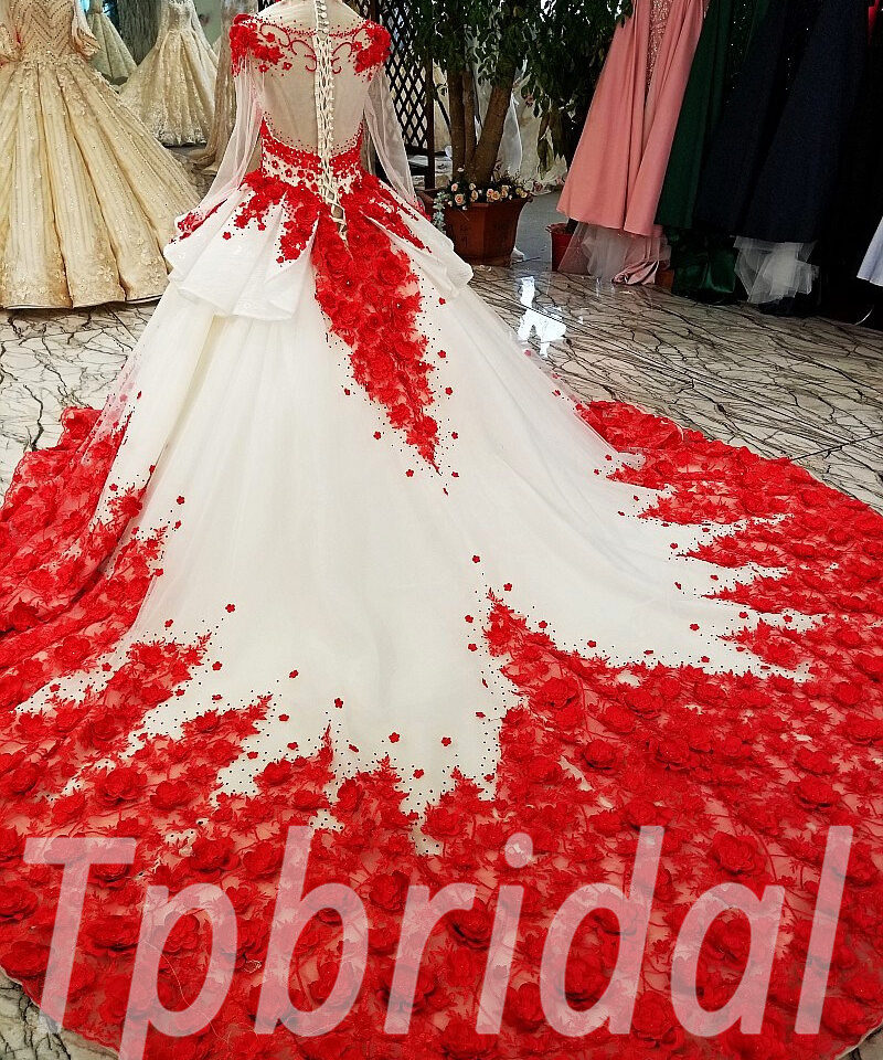 red wedding dress plus size 193-09