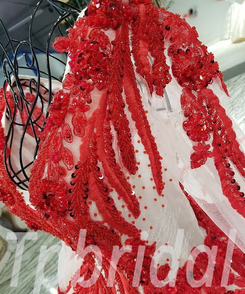 red wedding dress with sleeves 200-06