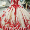 red wedding dress with sleeves 200-07