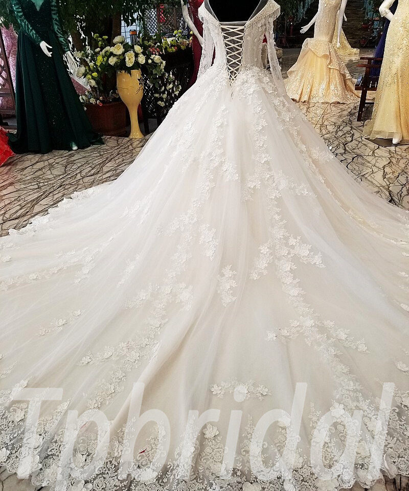 wedding dress illusion neckline 163-03