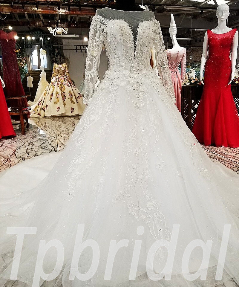 wedding dresses illusion neckline 174-09