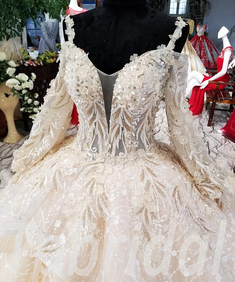 champagne ball gown wedding dress 0244-03