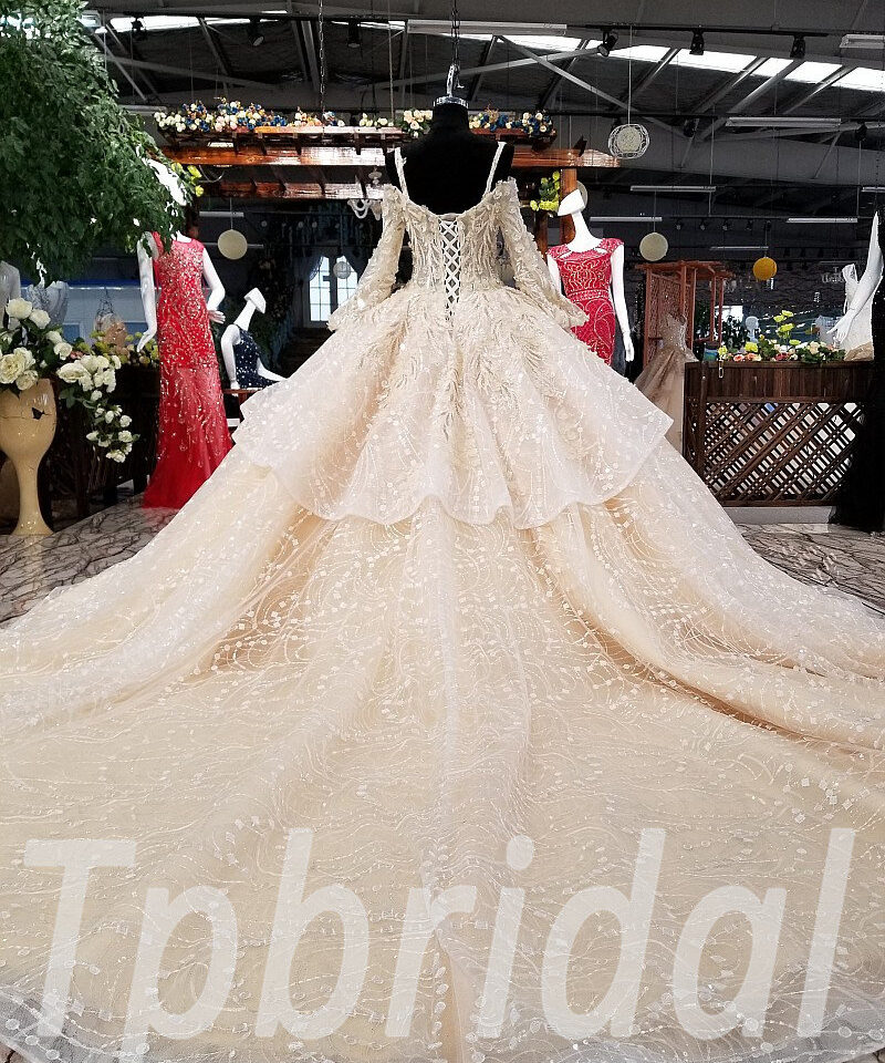 champagne ball gown wedding dress 0244-04