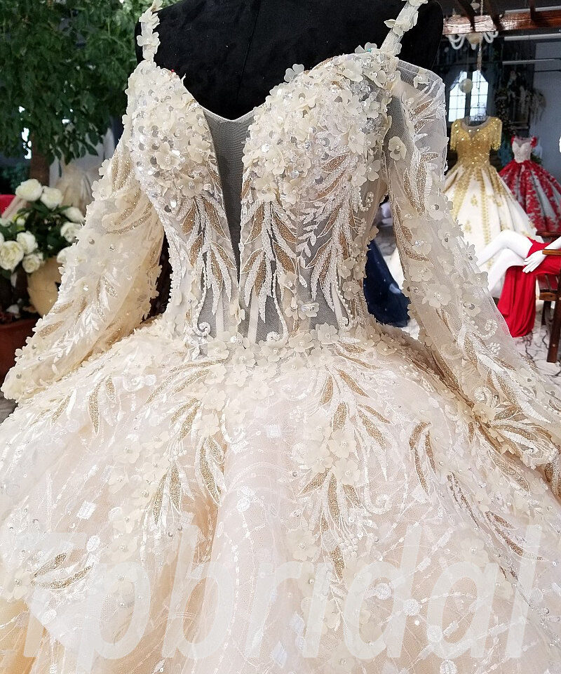 champagne ball gown wedding dress 0244-07