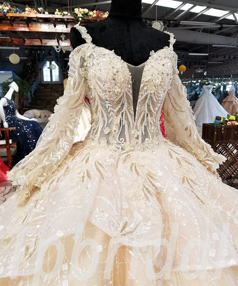 champagne ball gown wedding dress 0244-09