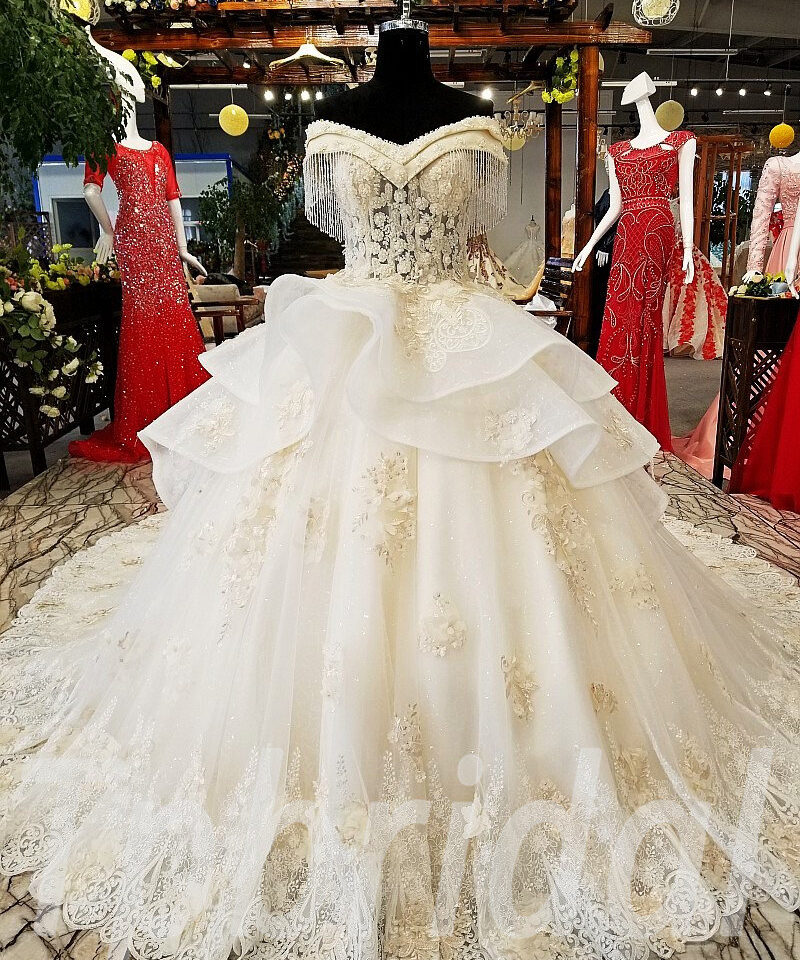 champagne wedding dress plus size 0231-05