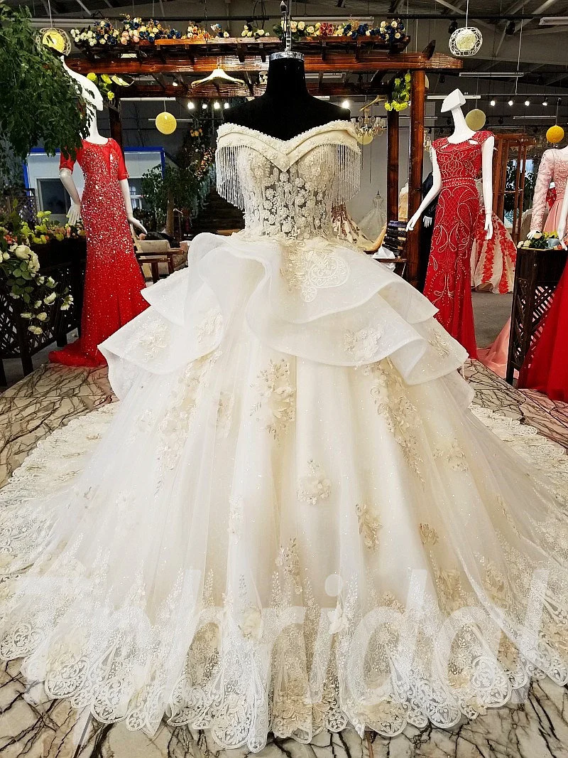 champagne wedding dress plus size 0231-05