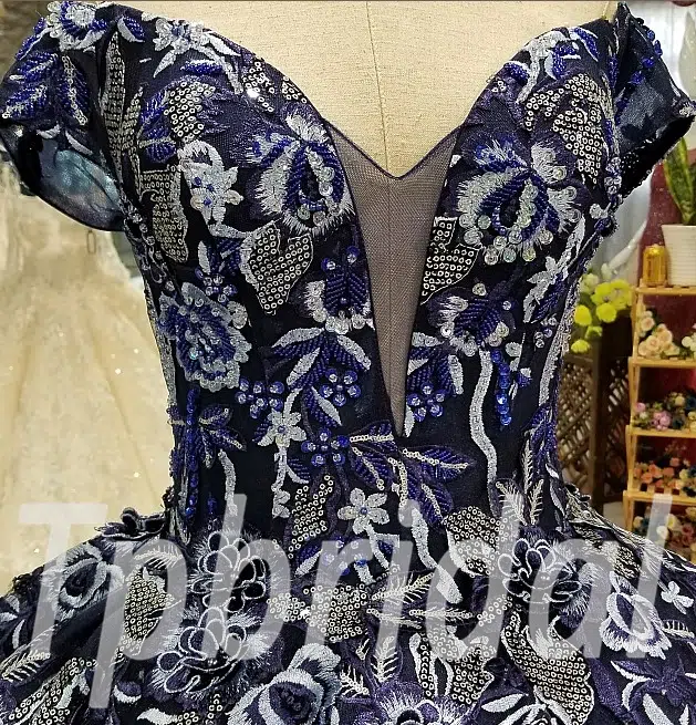 dark blue wedding dress 0236-01