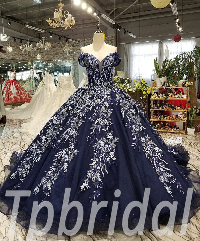 dark blue wedding dress 0236-03