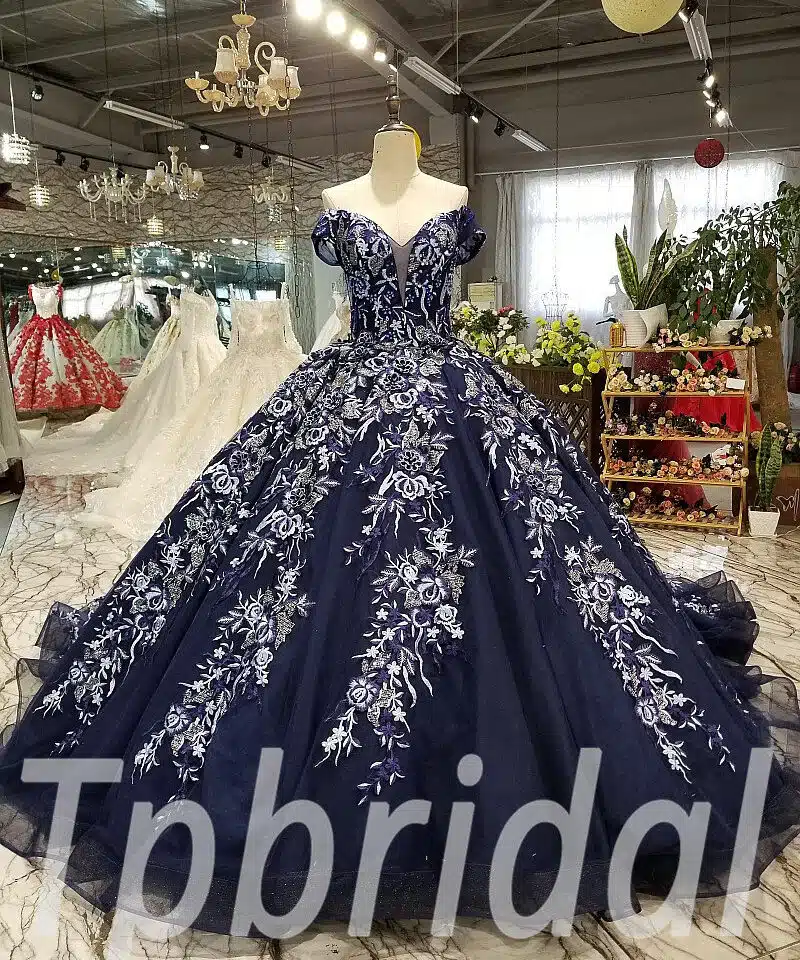 dark blue wedding dress 0236-03