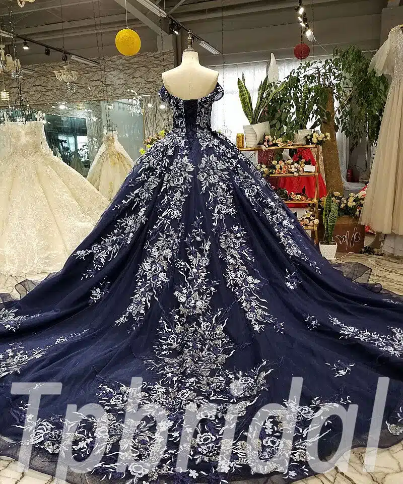 dark blue wedding dress 0236-04