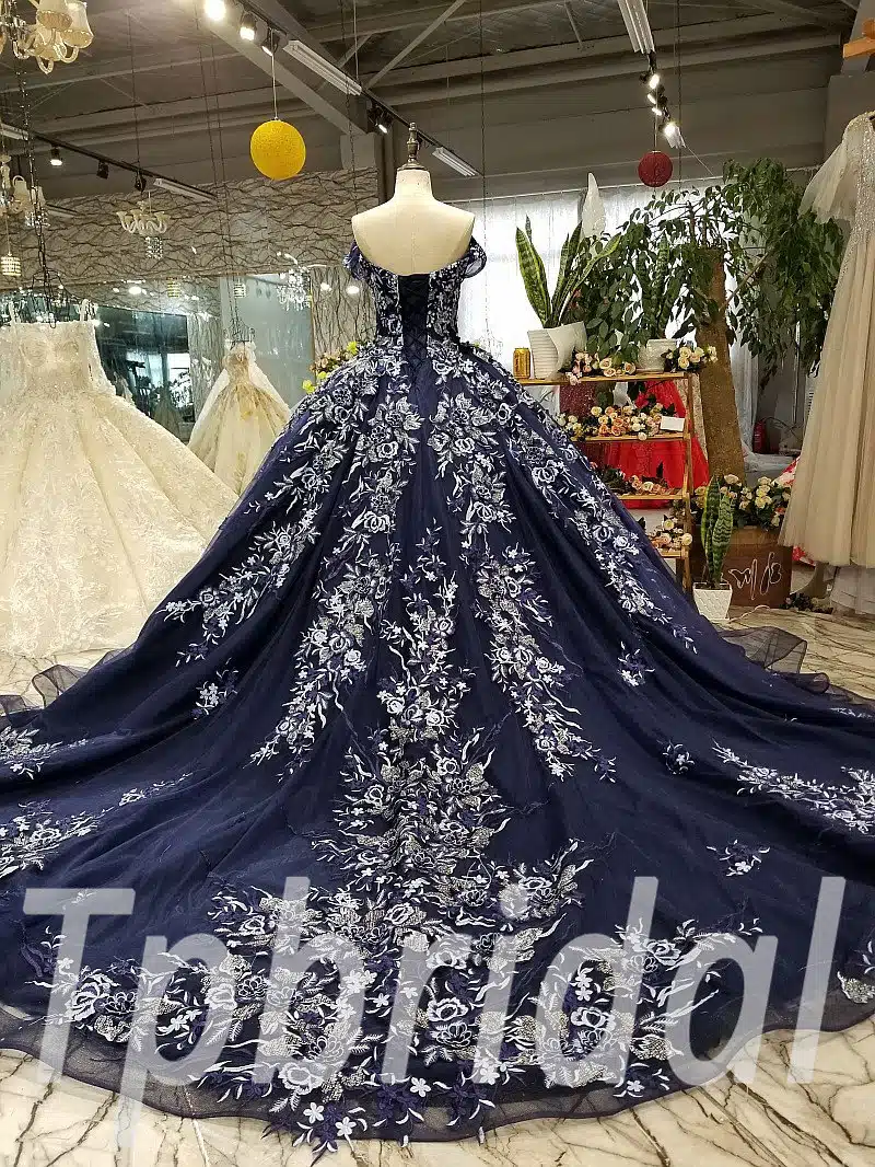 dark blue wedding dress 0236-04