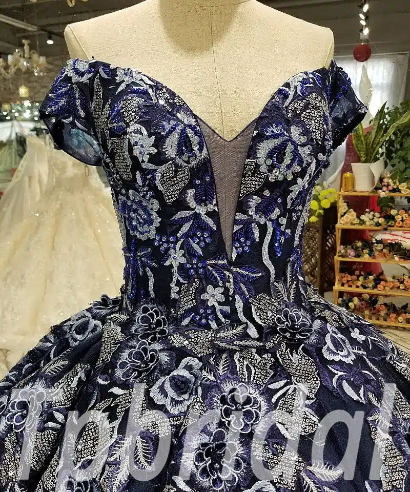 dark blue wedding dress 0236-05