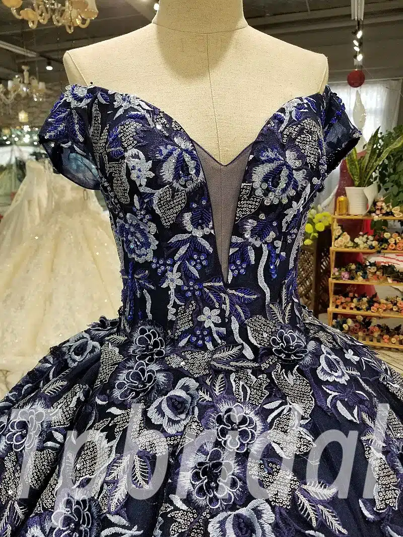 dark blue wedding dress 0236-05
