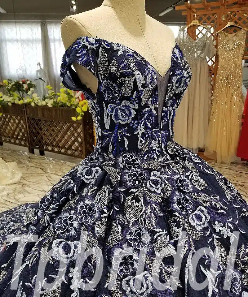 dark blue wedding dress 0236-07