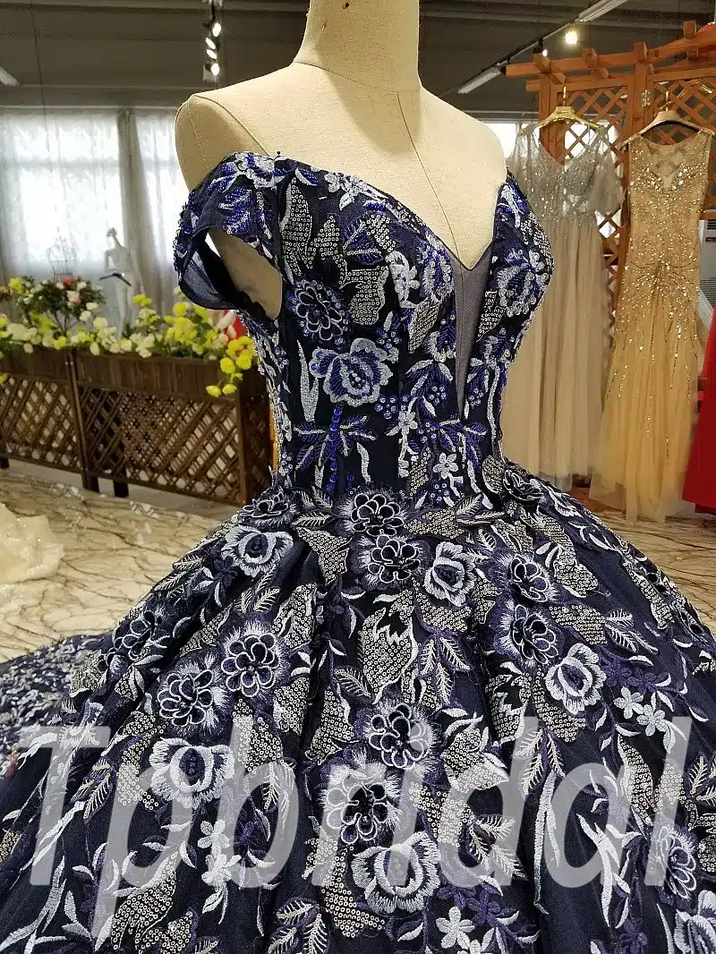 dark blue wedding dress 0236-07