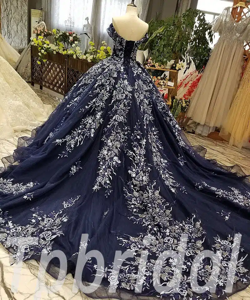 dark blue wedding dress 0236-08