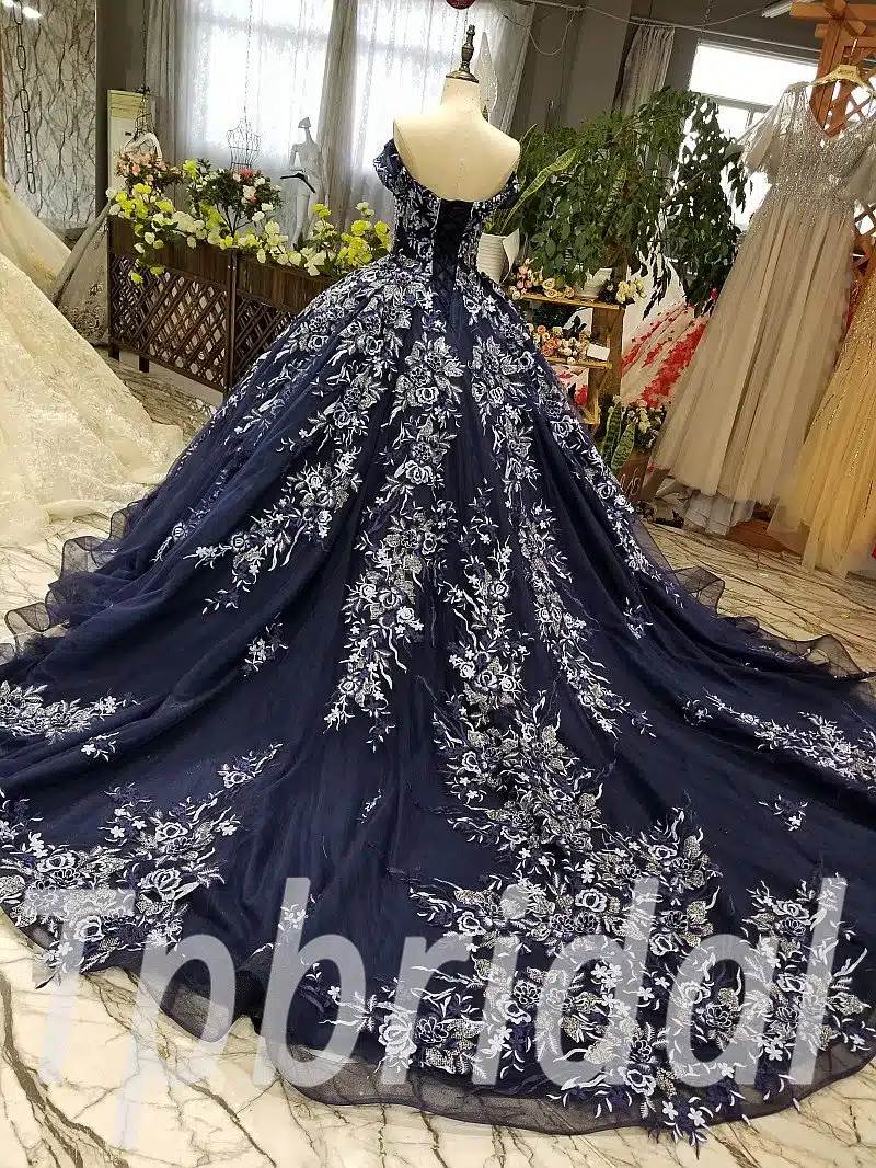 dark blue wedding dress 0236-08