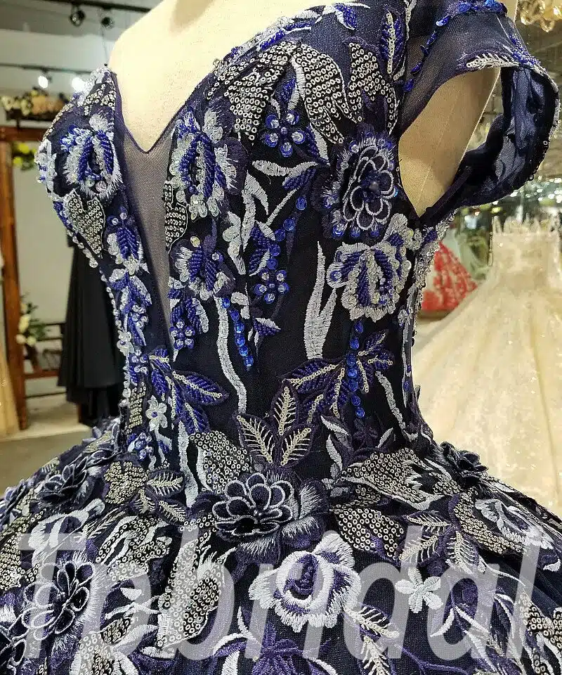 dark blue wedding dress 0236-09