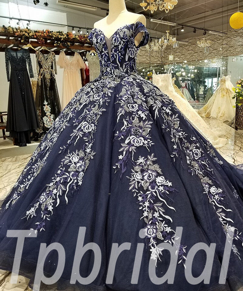dark blue wedding dress 0236-10