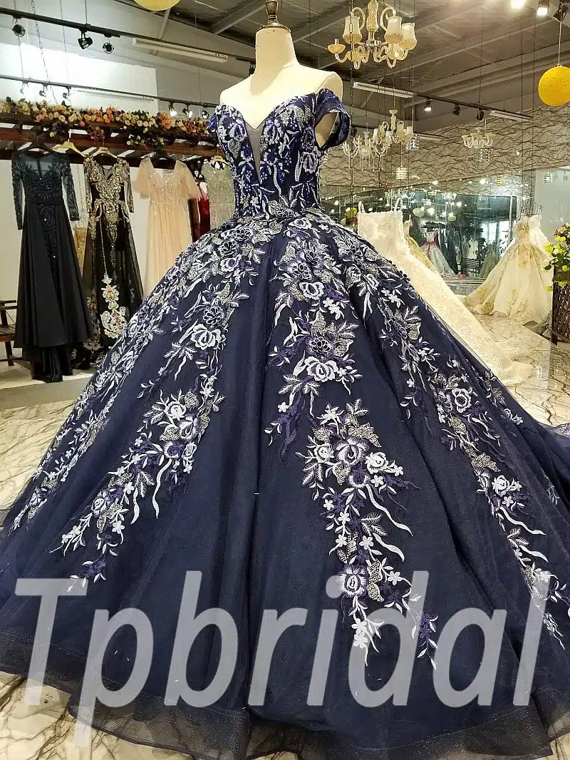 dark blue wedding dress 0236-10