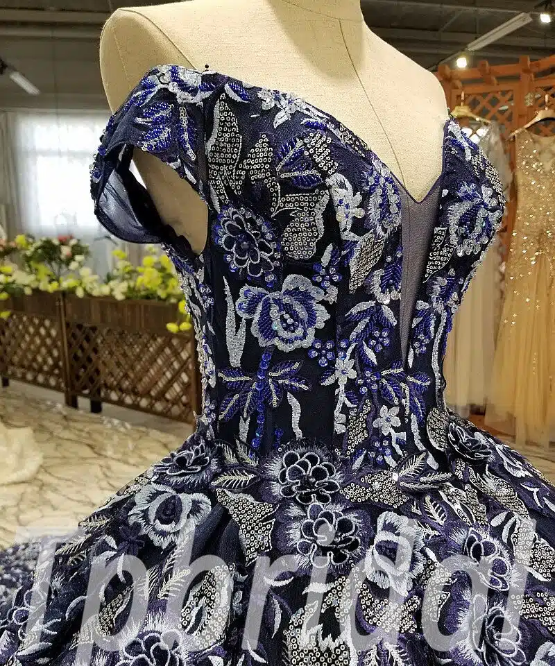 dark blue wedding dress 0236-11