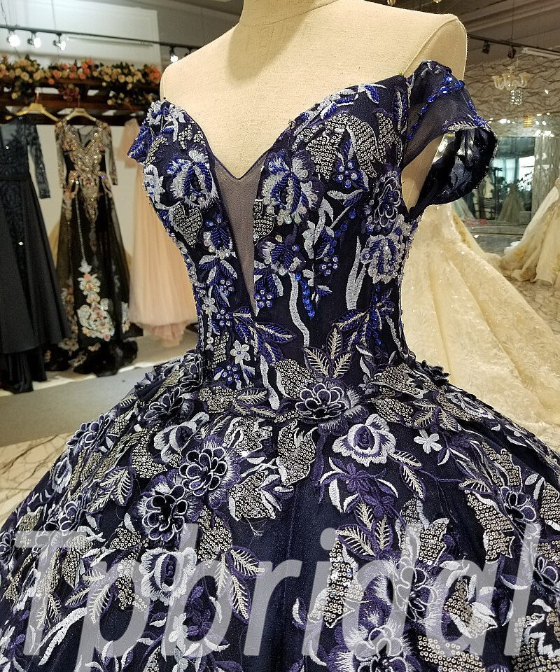 dark blue wedding dress 0236-12
