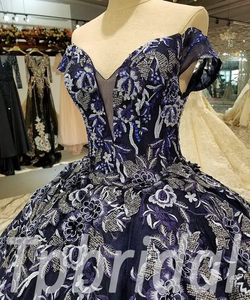 dark blue wedding dress 0236-12