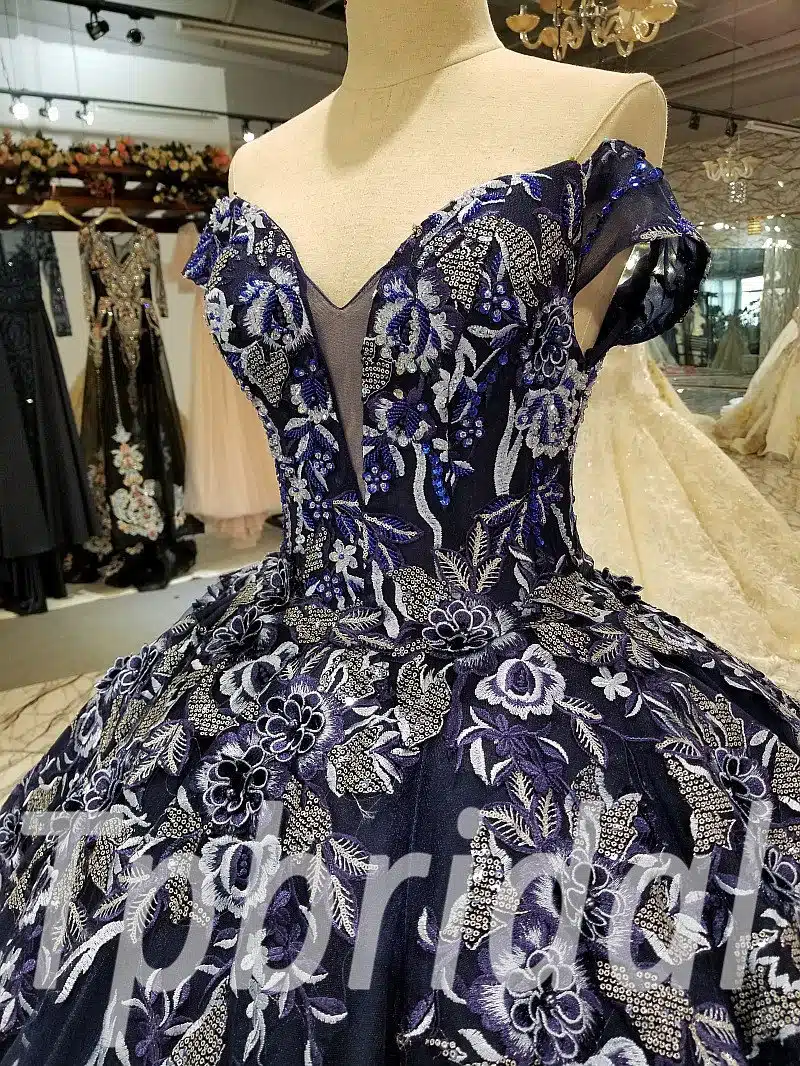 dark blue wedding dress 0236-12